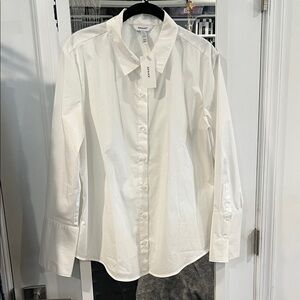 SPANX White Spread-Collar Long-Sleeve Dress Shirt